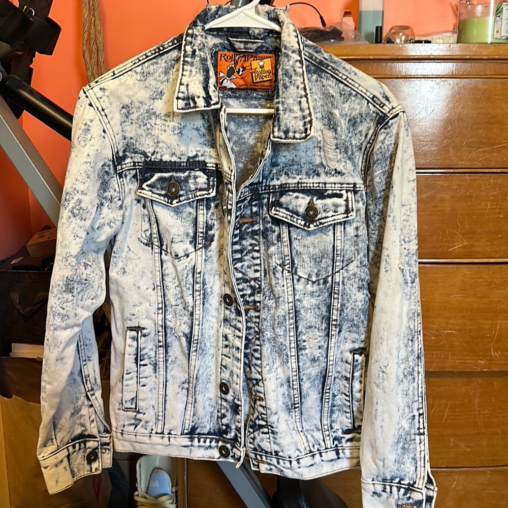 Distressed jean jacket